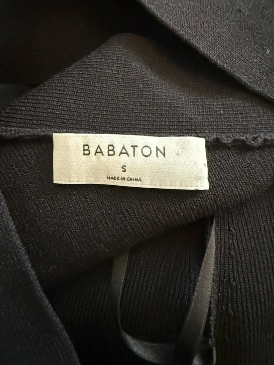 Babaton Black Cross Strap Midi Dress Size Small Bodycon Minimalist Chic - Picture 3 of 9